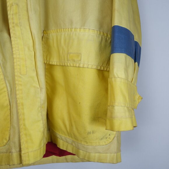 Vintage Ralph Lauren Embroidered Fireman Rain Jacket w/ Red Lining, Size Large - Picture 4 of 16